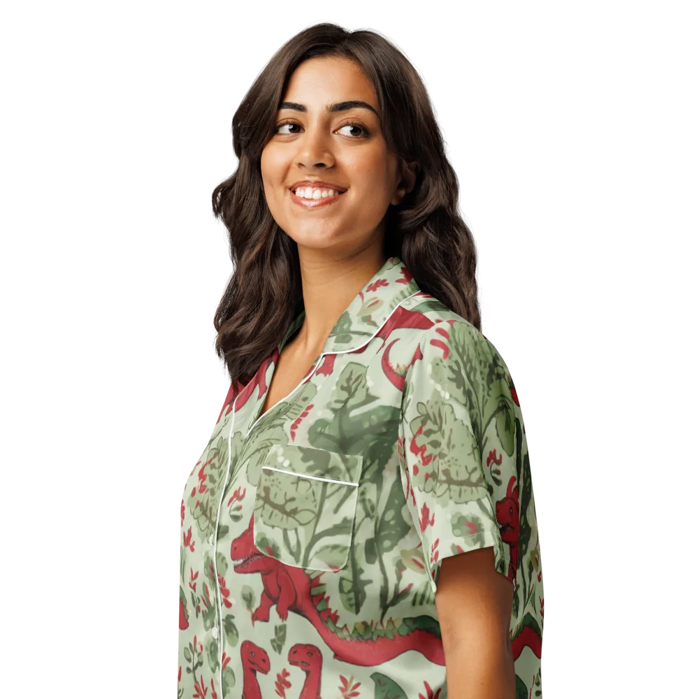 Fern Fossil on Women's Short Sleeve Pajama Top — Left Front