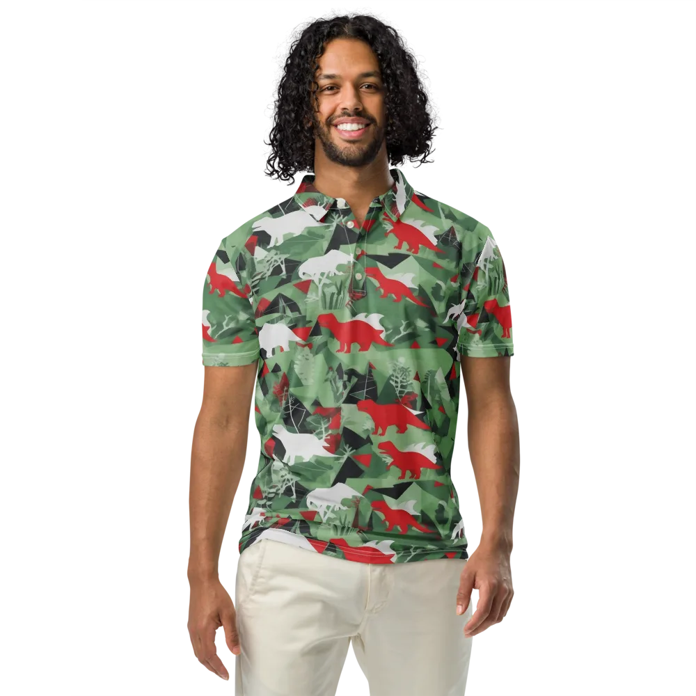 Redwood Raptor on Men's Slim Fit Polo Shirt — Front