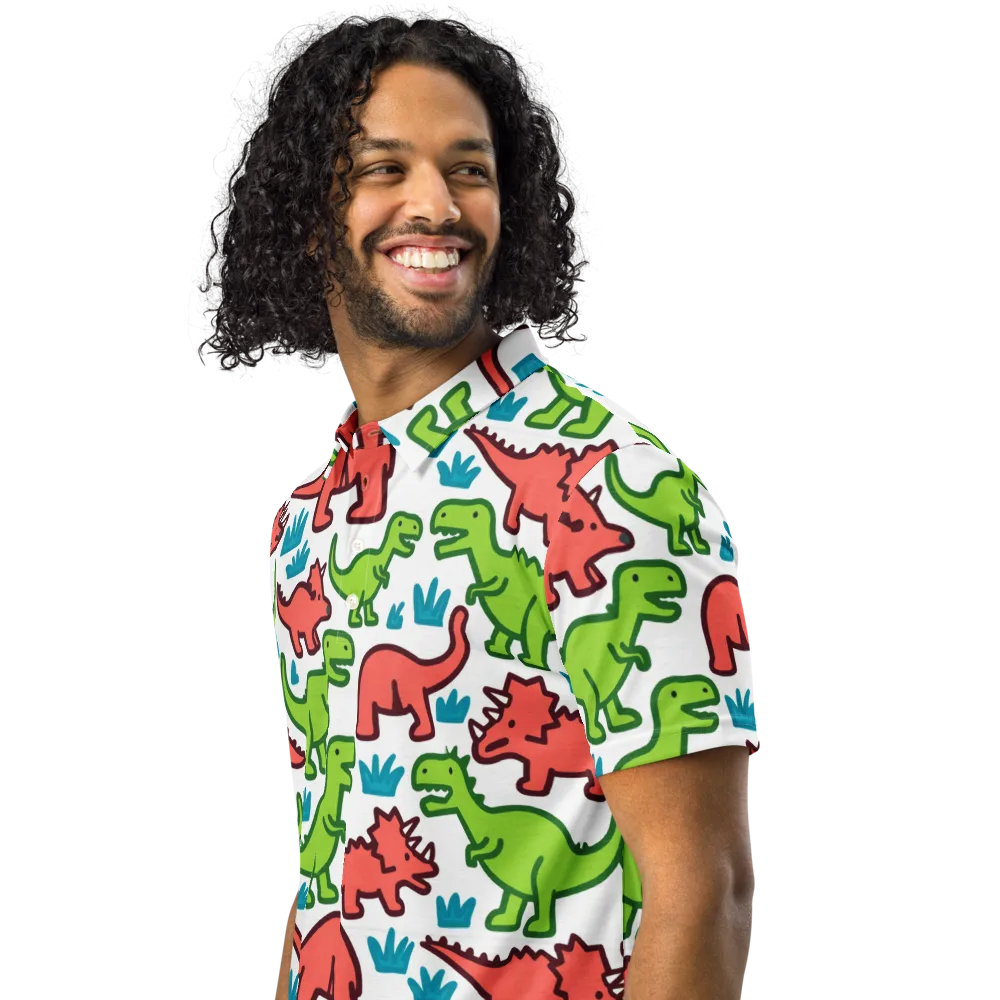 Roar And Roam on Men's Slim Fit Polo Shirt — Left Front
