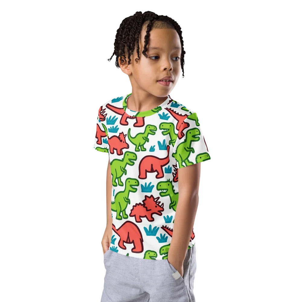 Roar And Roam on Kids Crew Neck T-Shirt — Left Front