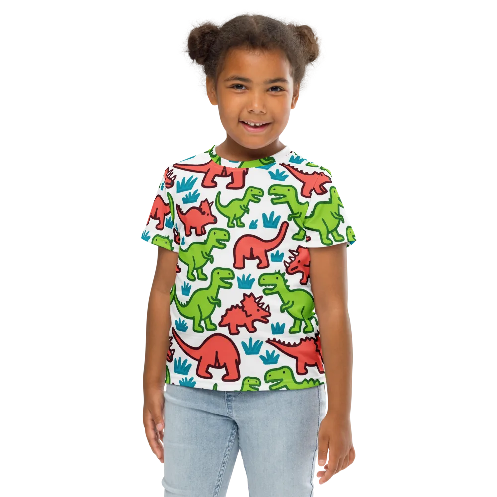 Roar And Roam on Kids Crew Neck T-Shirt — Front
