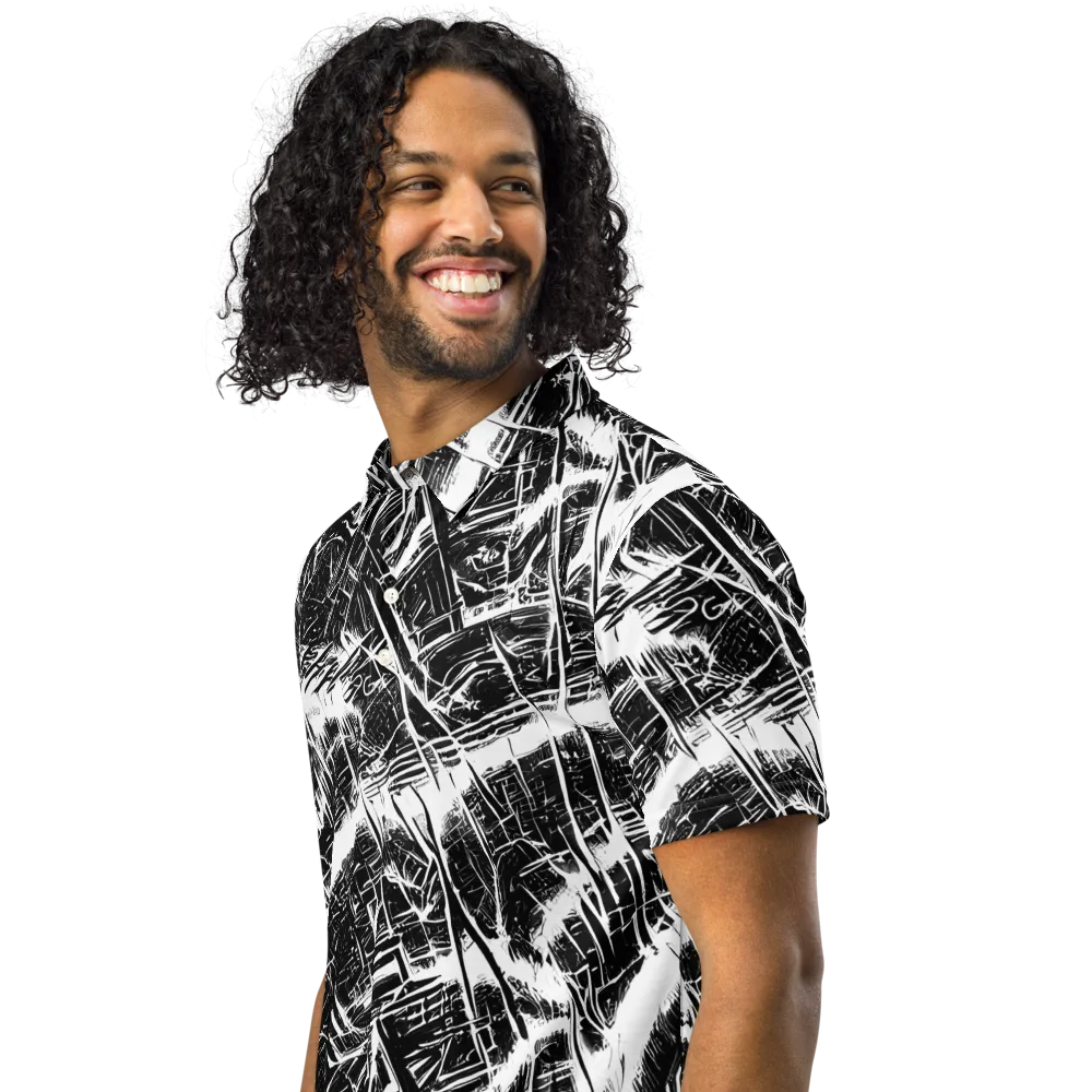 Ferriss Fractals on Men's Slim Fit Polo Shirt — Left Front