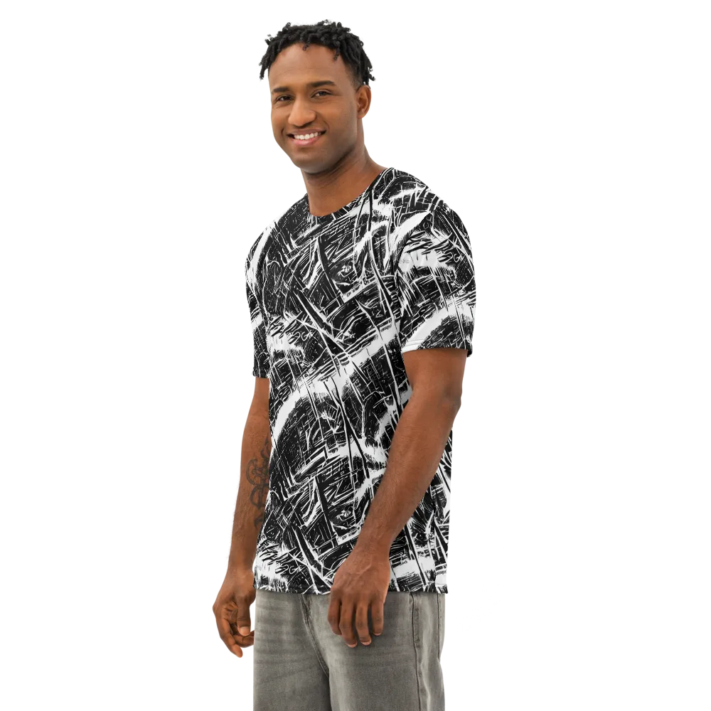Ferriss Fractals on Men's Cotton Crew Neck T-Shirt — Left Front