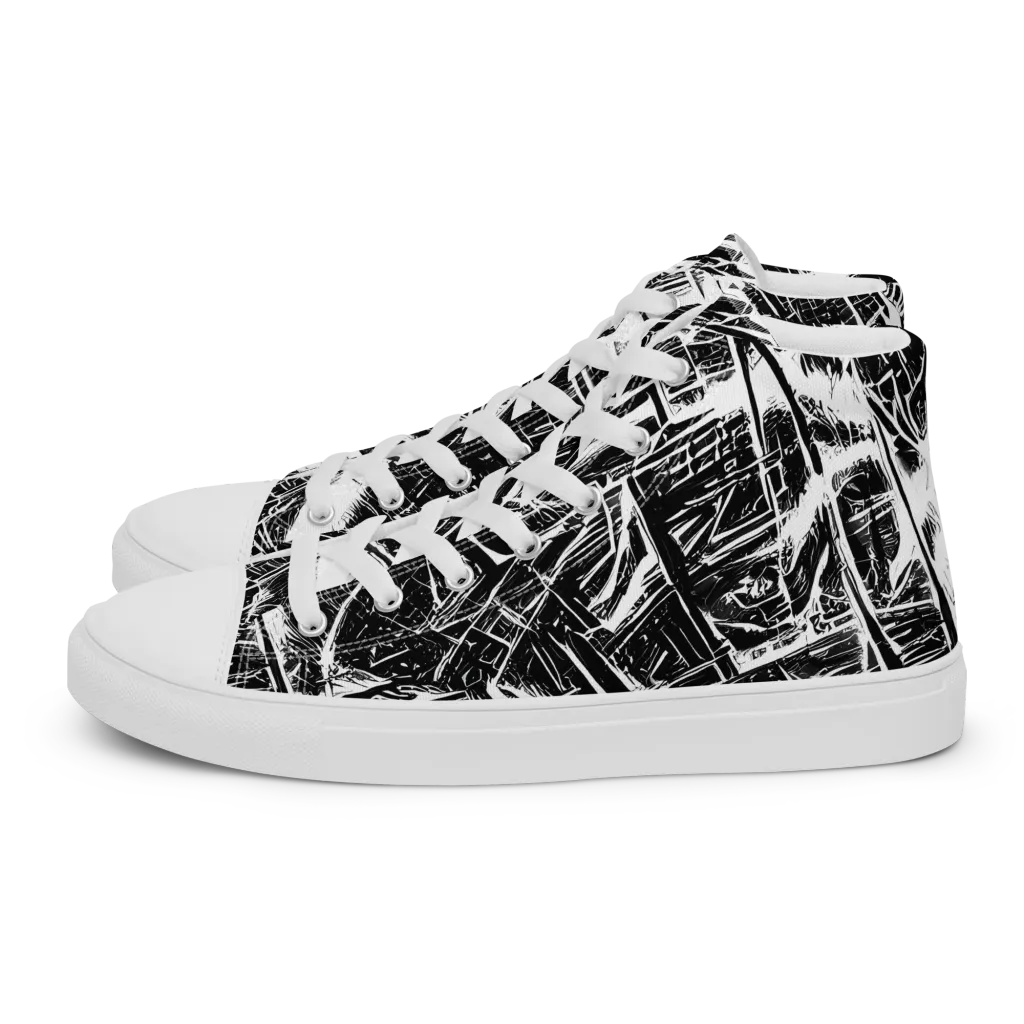 Ferriss Fractals on Men's High Top Canvas Shoes — Left