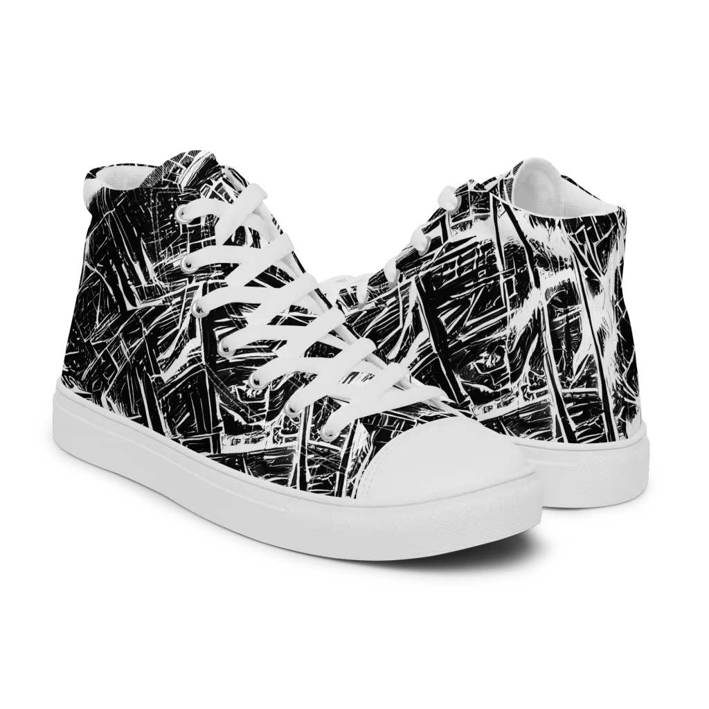 Ferriss Fractals on Men's High Top Canvas Shoes — Right