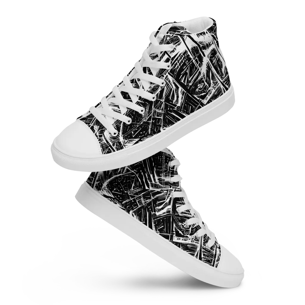 Ferriss Fractals on Men's High Top Canvas Shoes — Front