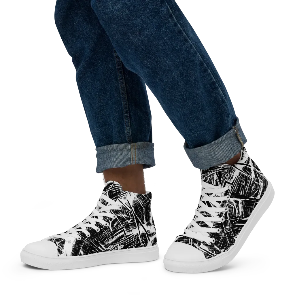 Ferriss Fractals on Men's High Top Canvas Shoes — Left