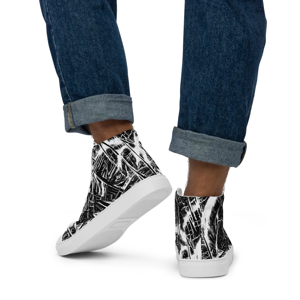 Ferriss Fractals on Men's High Top Canvas Shoes — Back