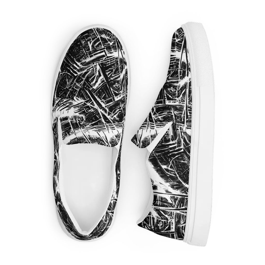 Ferriss Fractals on Men's Slip-On Canvas Shoes — Front
