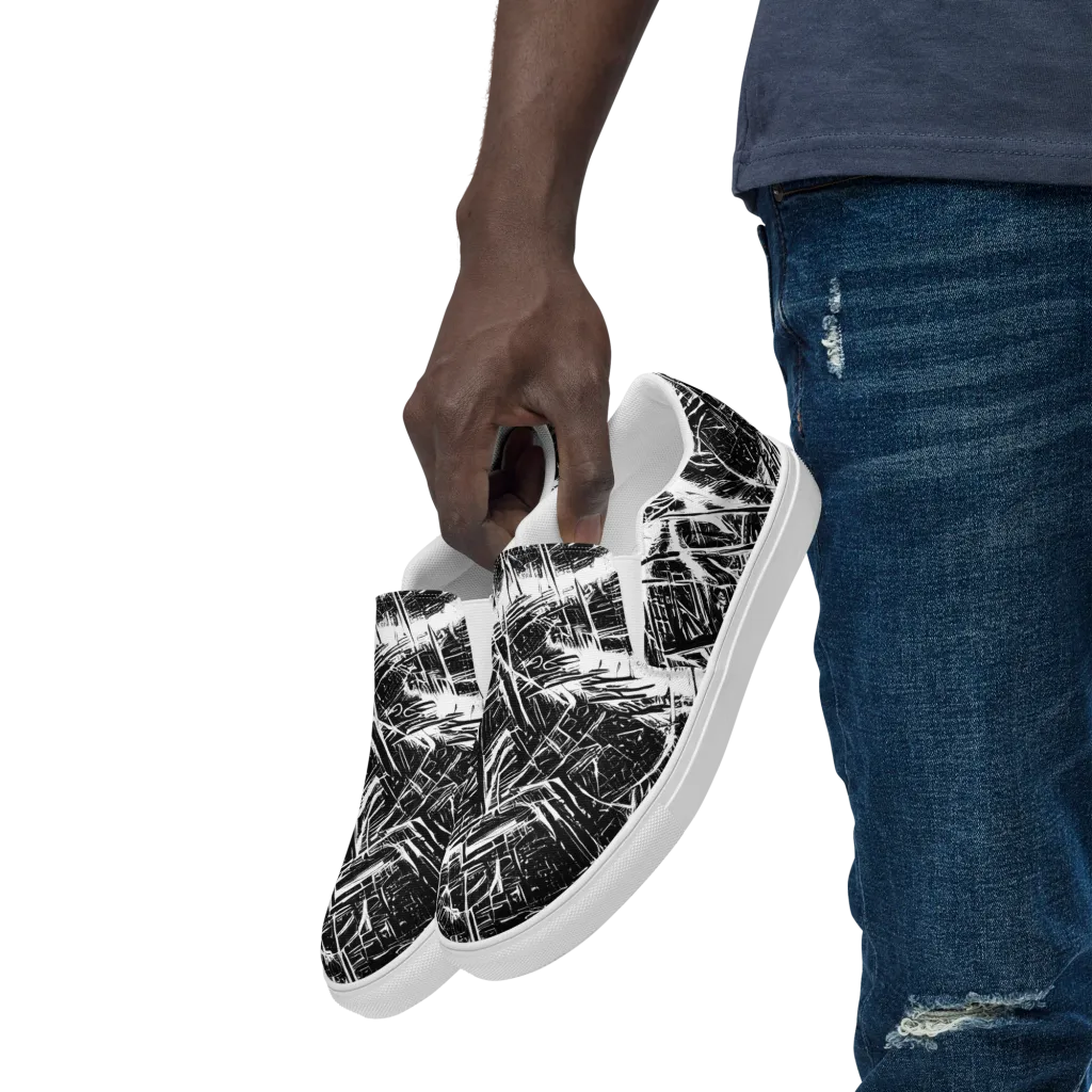 Ferriss Fractals on Men's Slip-On Canvas Shoes — Left Front