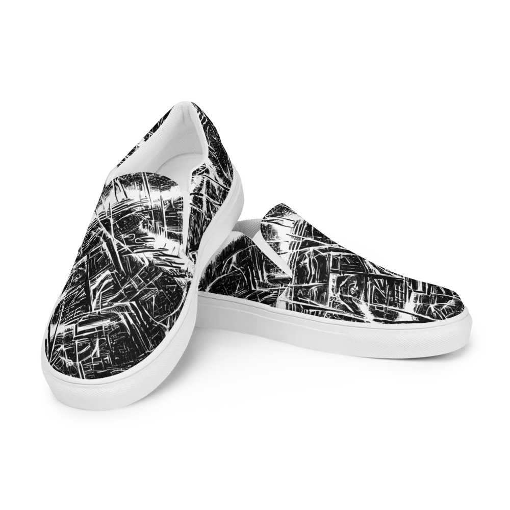 Ferriss Fractals on Women's Slip-On Canvas Shoes — Left Front