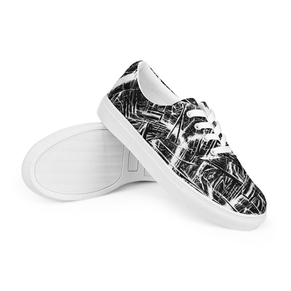 Ferriss Fractals on Men's Lace-Up Canvas Shoes — Right Front