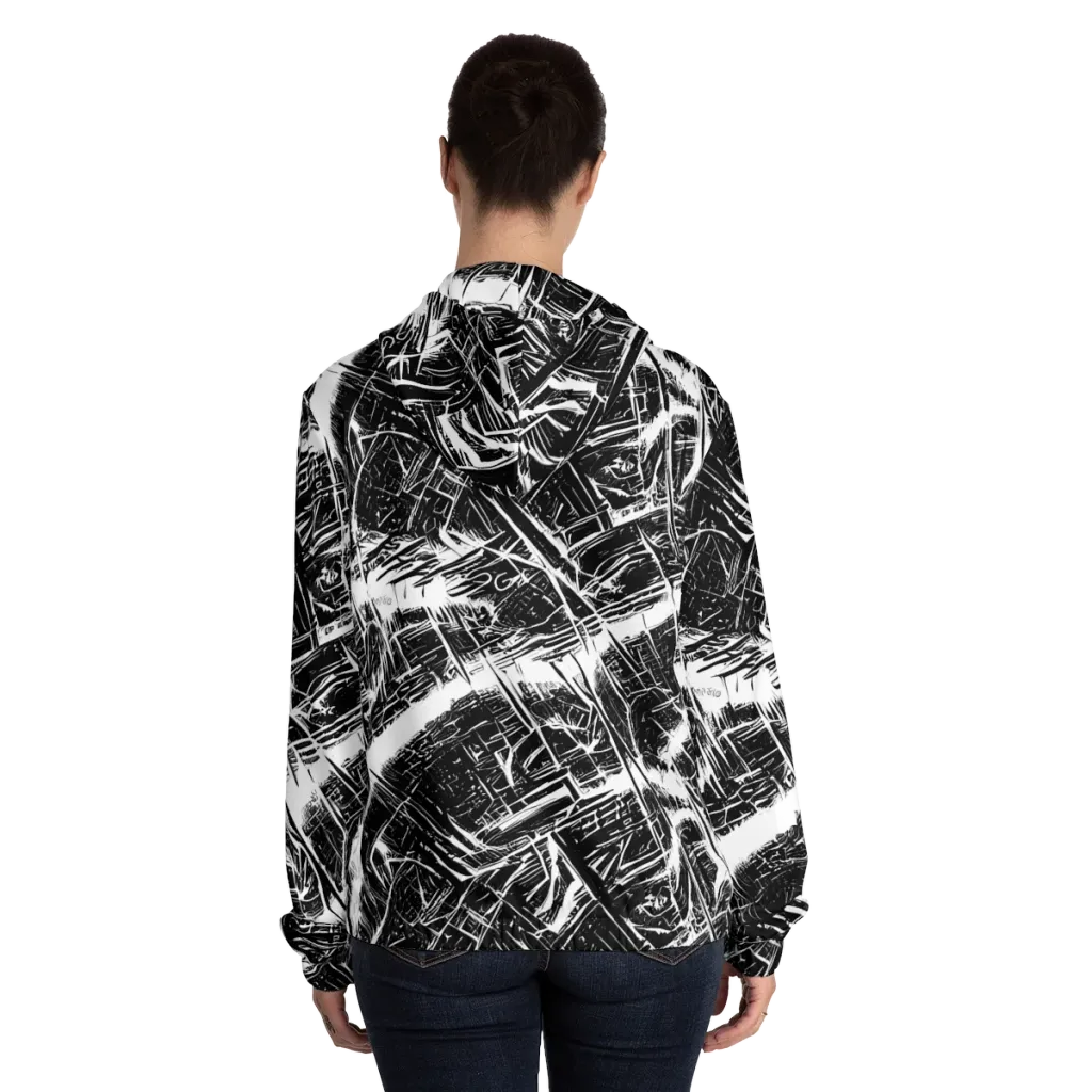 Ferriss Fractals on Women's Full-Zip Hoodie — Back On Person