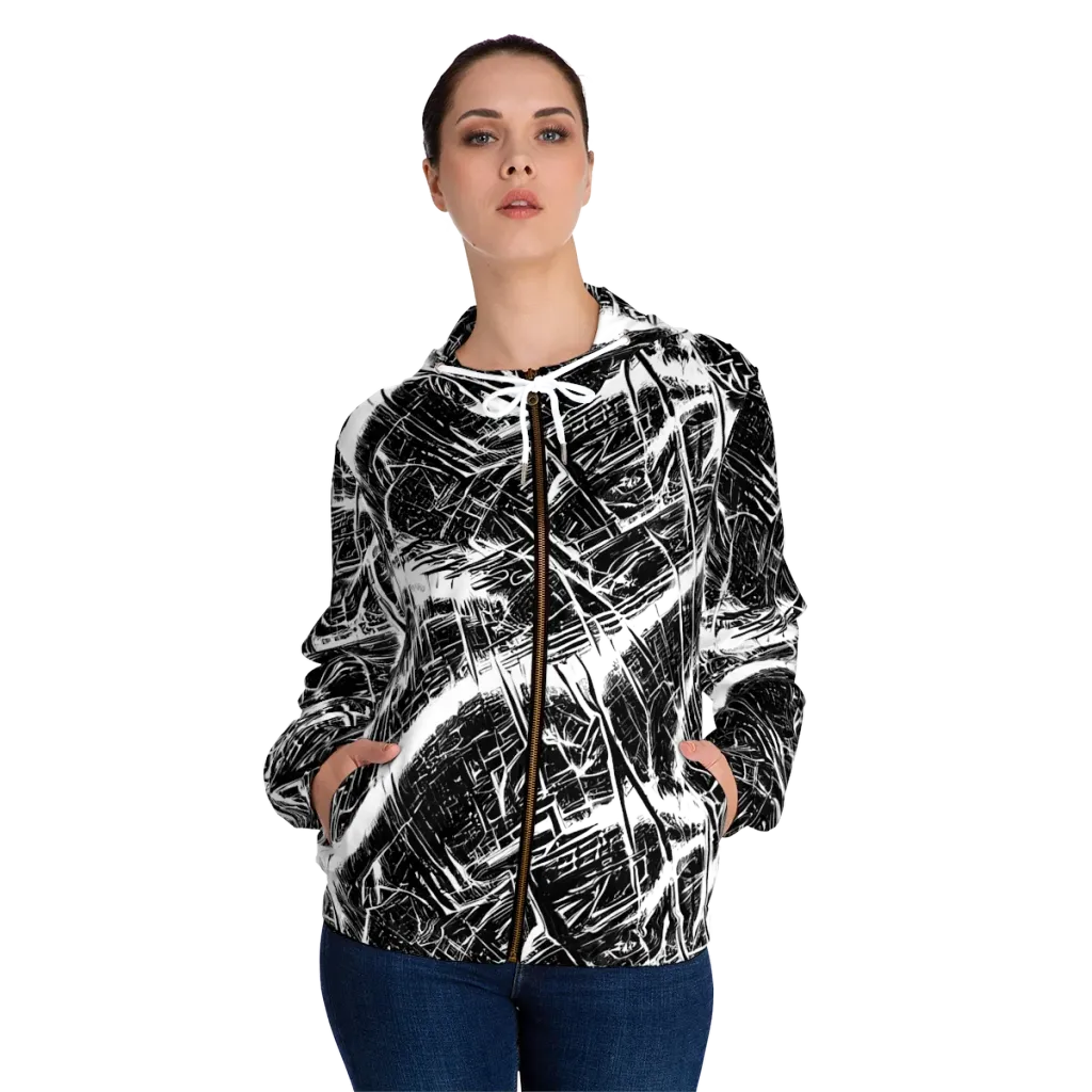 Ferriss Fractals on Women's Full-Zip Hoodie — Front On Person