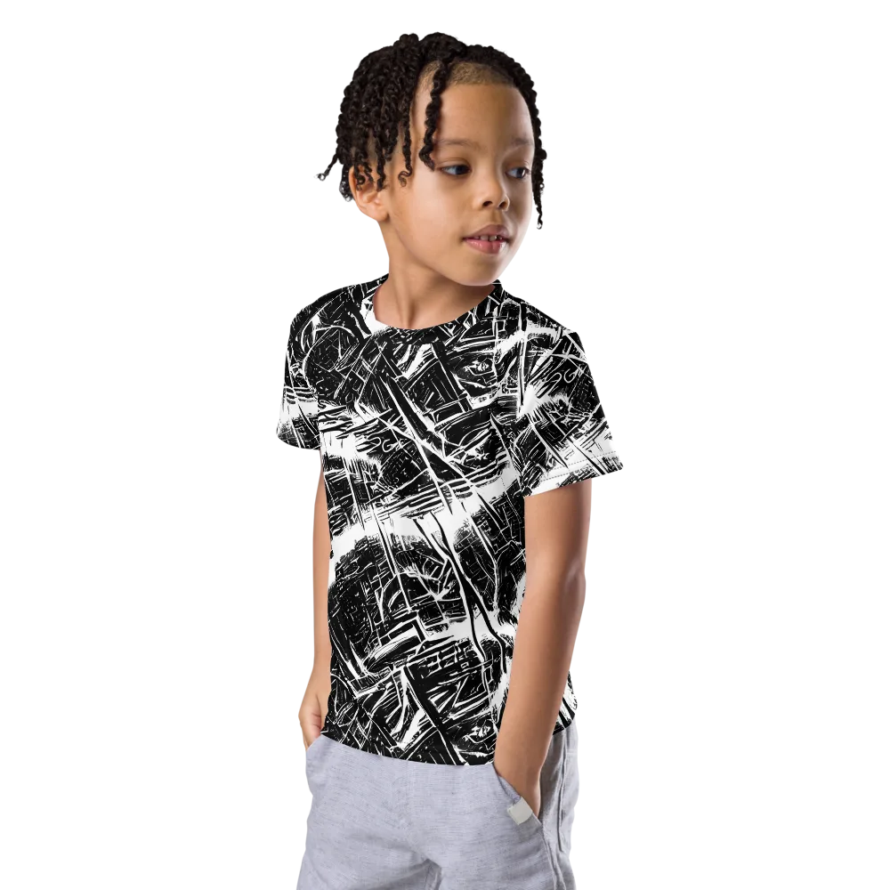 Ferriss Fractals on Kids Crew Neck T-Shirt — Left Front