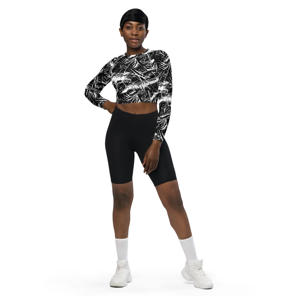 Ferriss Fractals on Long Sleeve Crop Top — Front