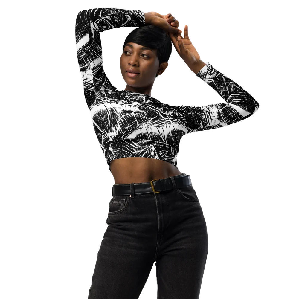 Ferriss Fractals on Long Sleeve Crop Top — Front