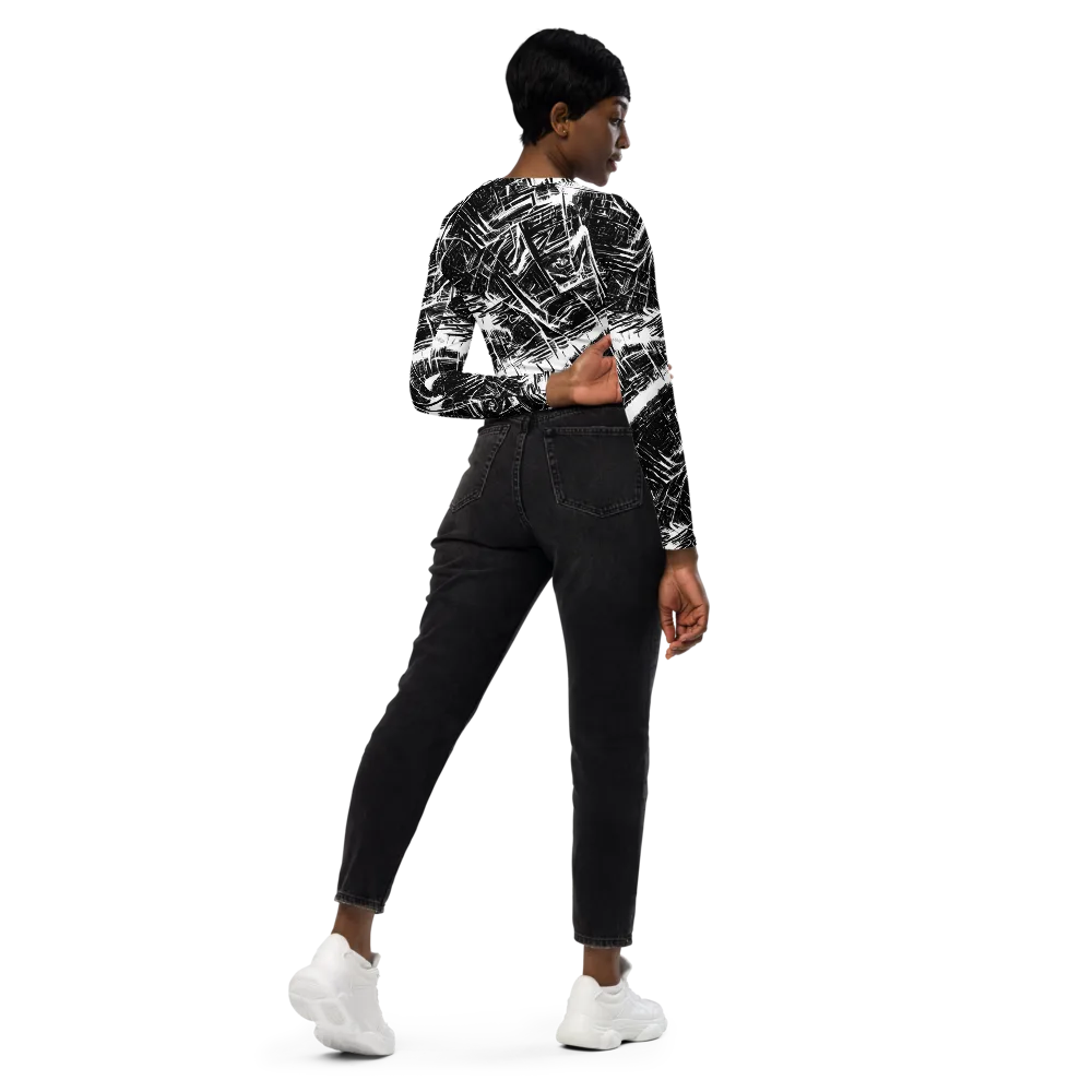 Ferriss Fractals on Long Sleeve Crop Top — Right Back