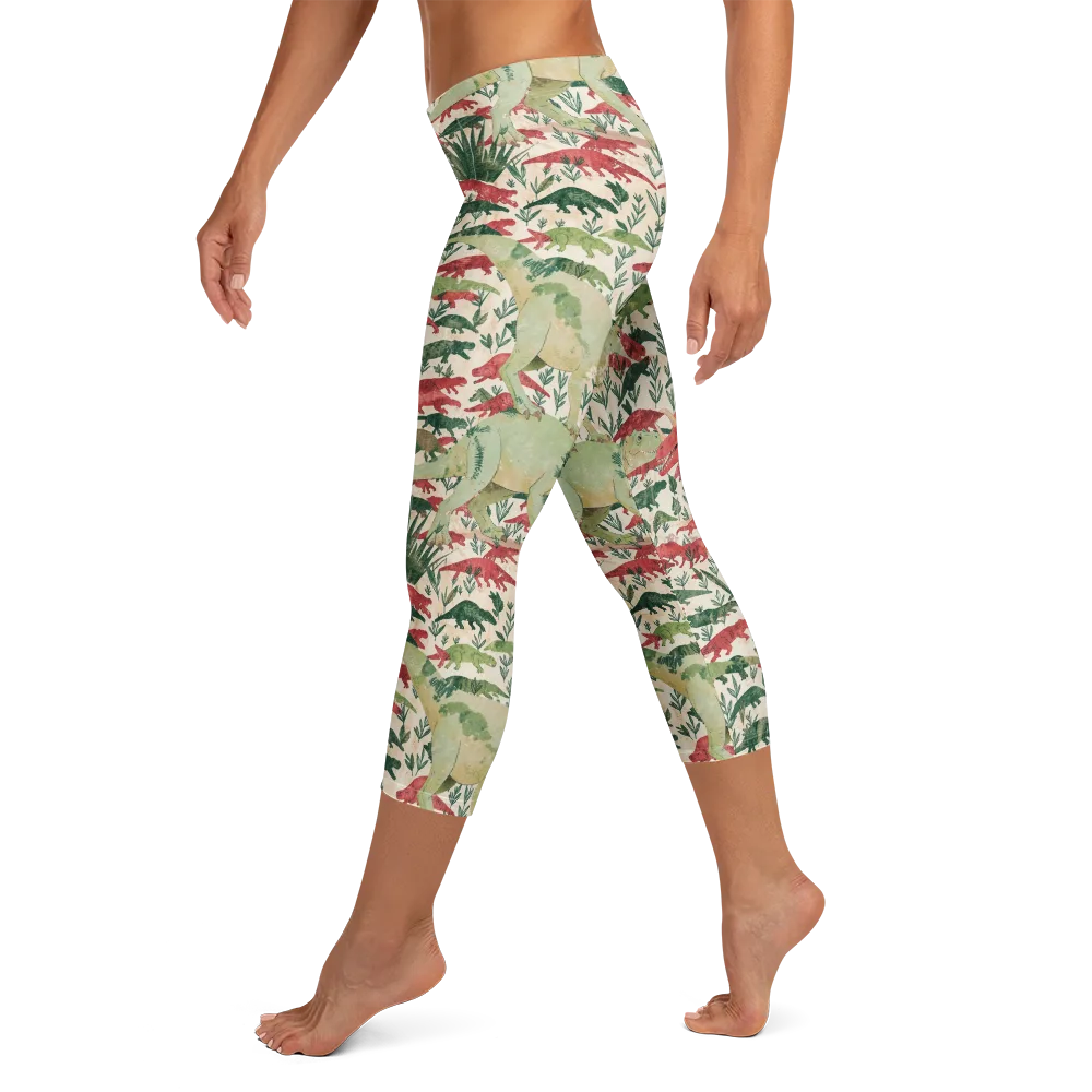 Dino Canopy on Capri Leggings — Left