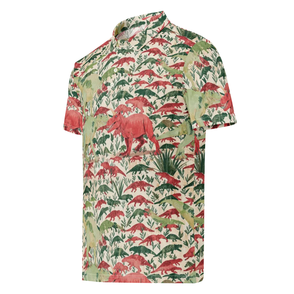 Dino Canopy on Men's Slim Fit Polo Shirt — Left Front