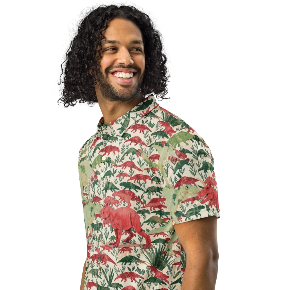 Dino Canopy on Men's Slim Fit Polo Shirt — Left Front