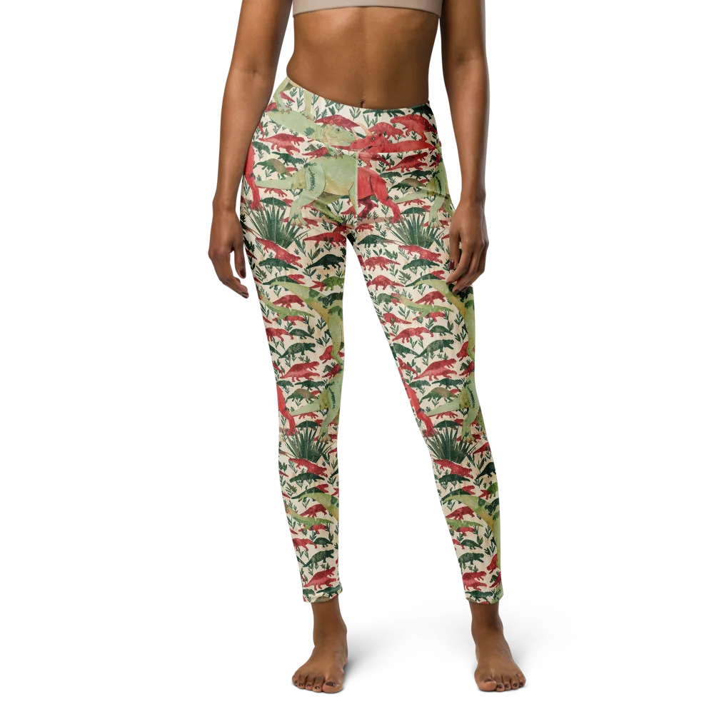 Dino Canopy on Yoga Leggings — Front