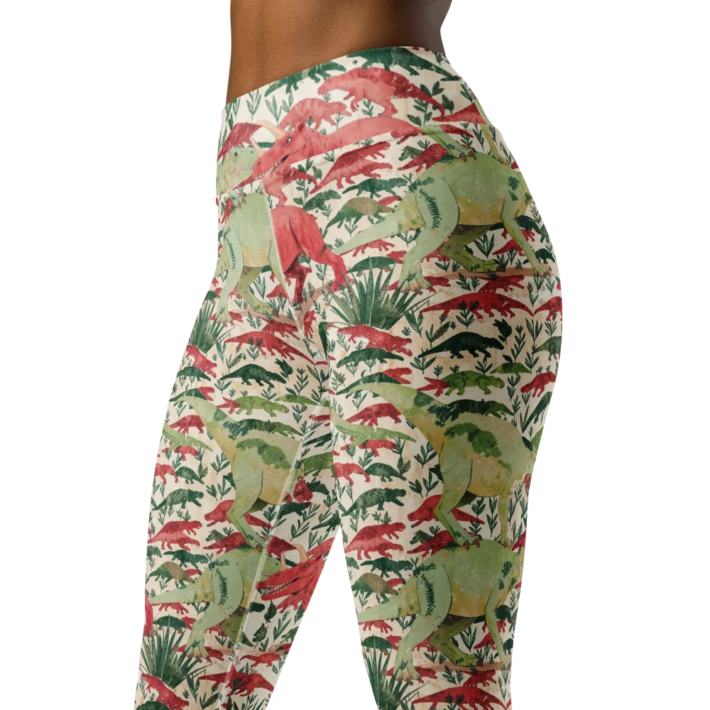 Dino Canopy on Yoga Leggings — Left Front
