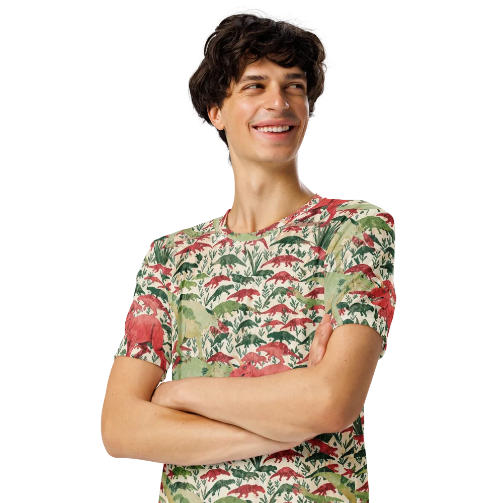 Dino Canopy on Men's Crew Neck T-Shirt — Left Front