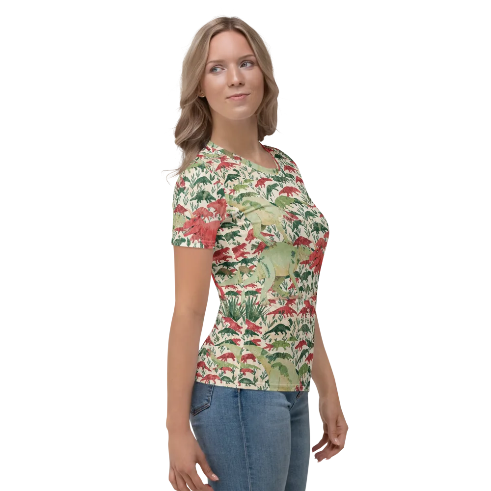 Dino Canopy on Women's Crew Neck T-Shirt — Right