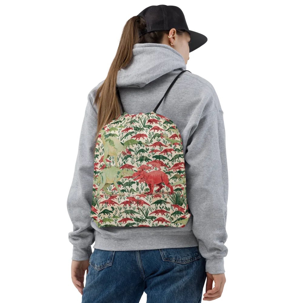 Dino Canopy on Drawstring Bag — Front