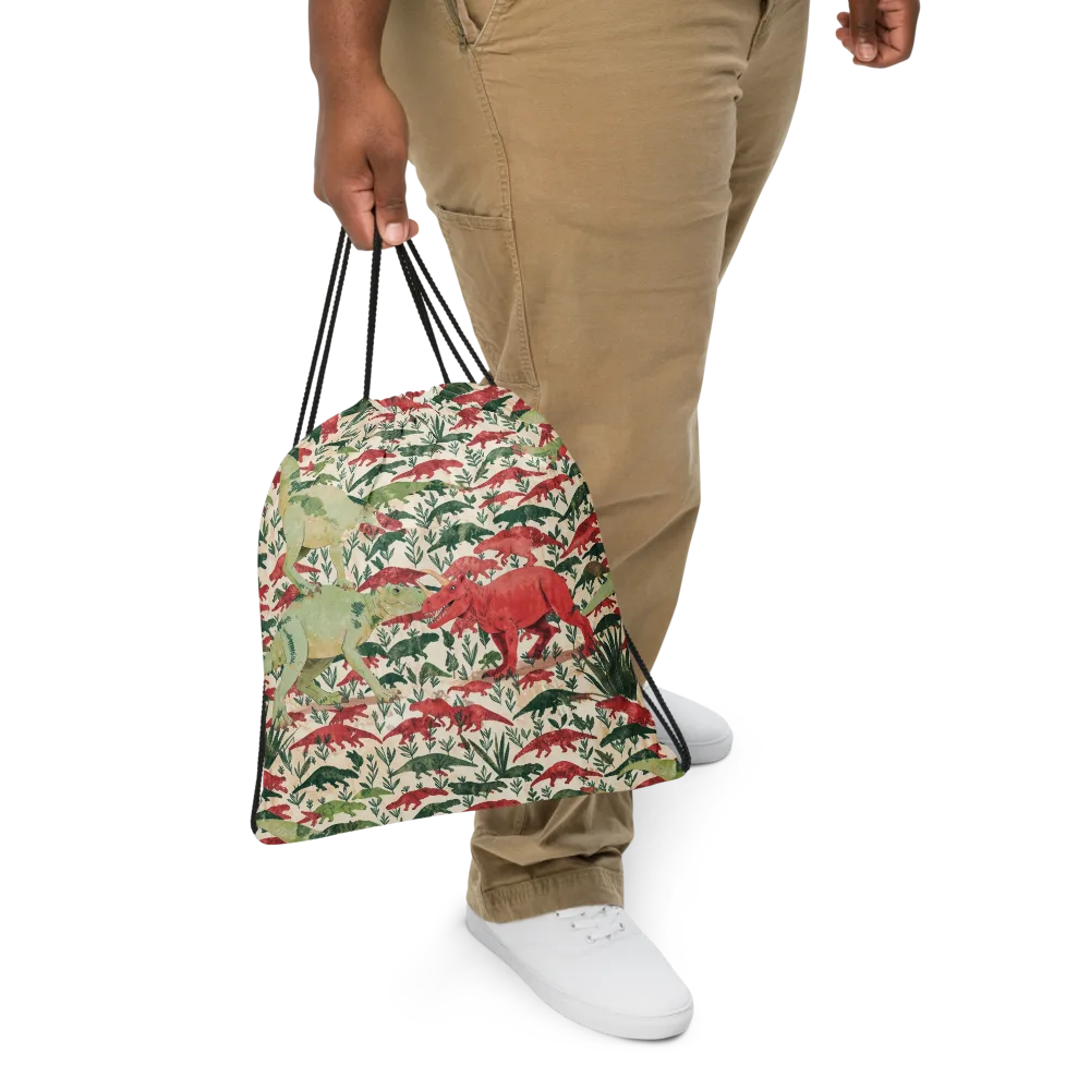 Dino Canopy on Drawstring Bag — Front