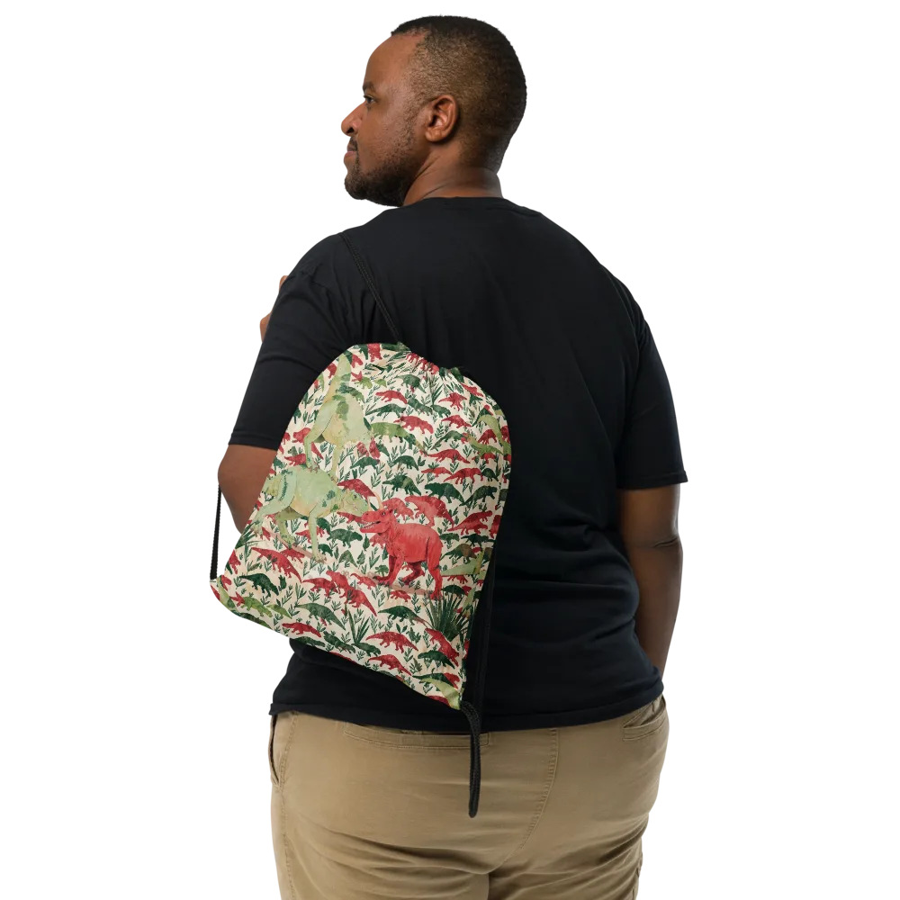 Dino Canopy on Drawstring Bag — Front