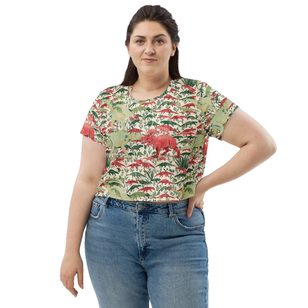Dino Canopy on Crop Tee — Front