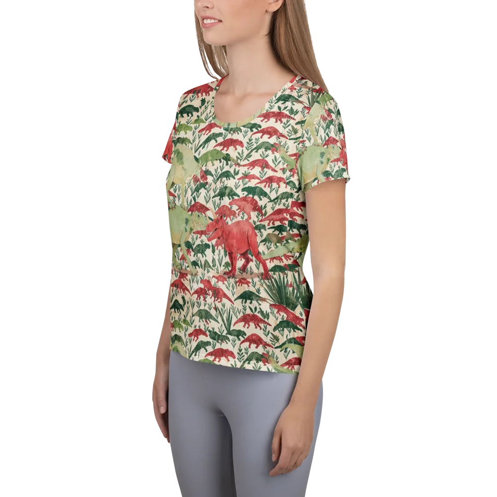 Dino Canopy on Women's Athletic T-Shirt — Left
