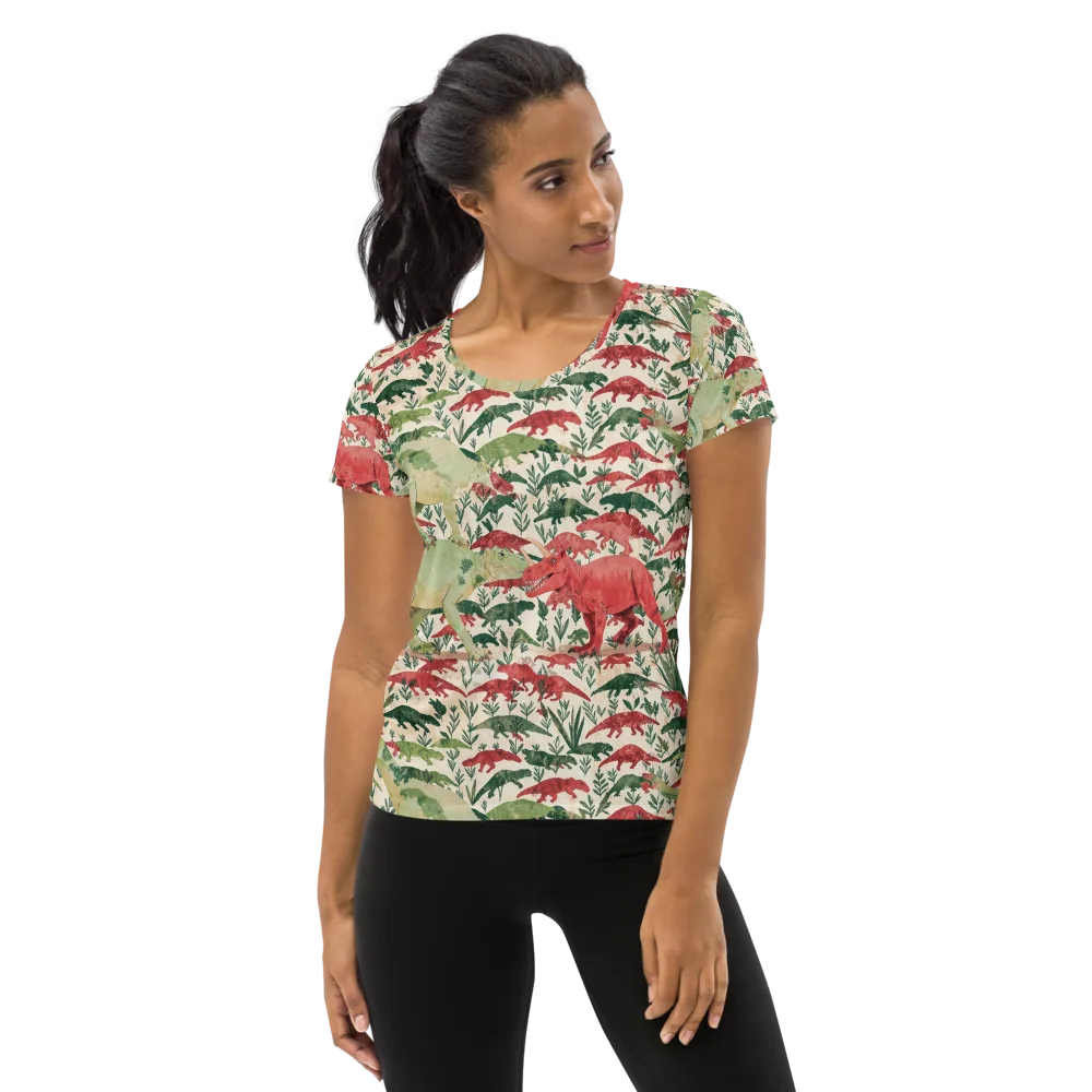Dino Canopy on Women's Athletic T-Shirt — Front