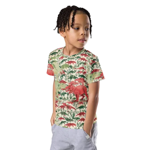 Dino Canopy on a Kids Crew Neck T-Shirt