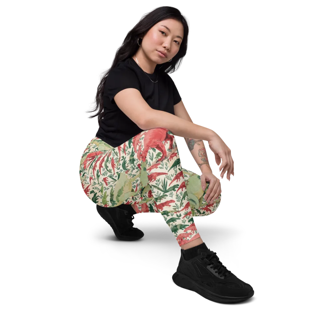 Dino Canopy on Leggings with Pockets — Right Front