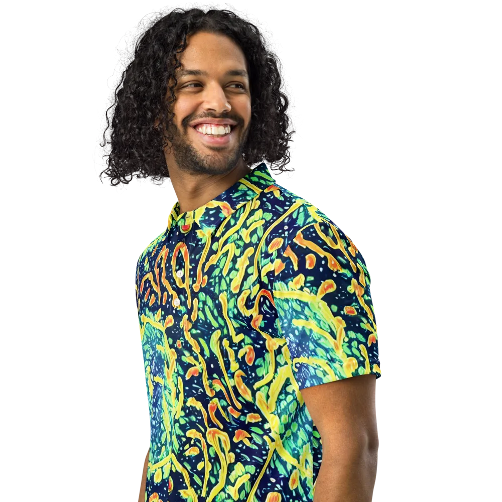 Vortex Glow on Men's Slim Fit Polo Shirt — Left Front