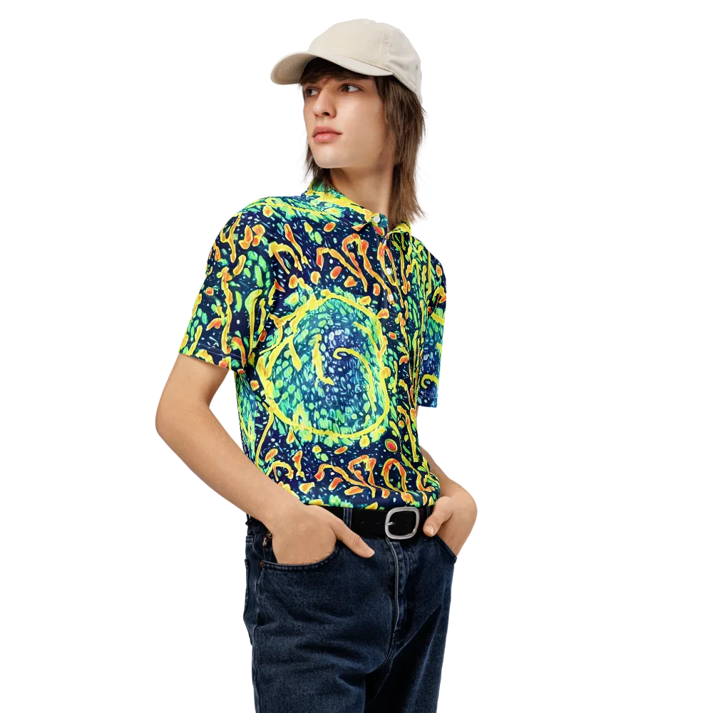Vortex Glow on Men's Slim Fit Polo Shirt — Right Front