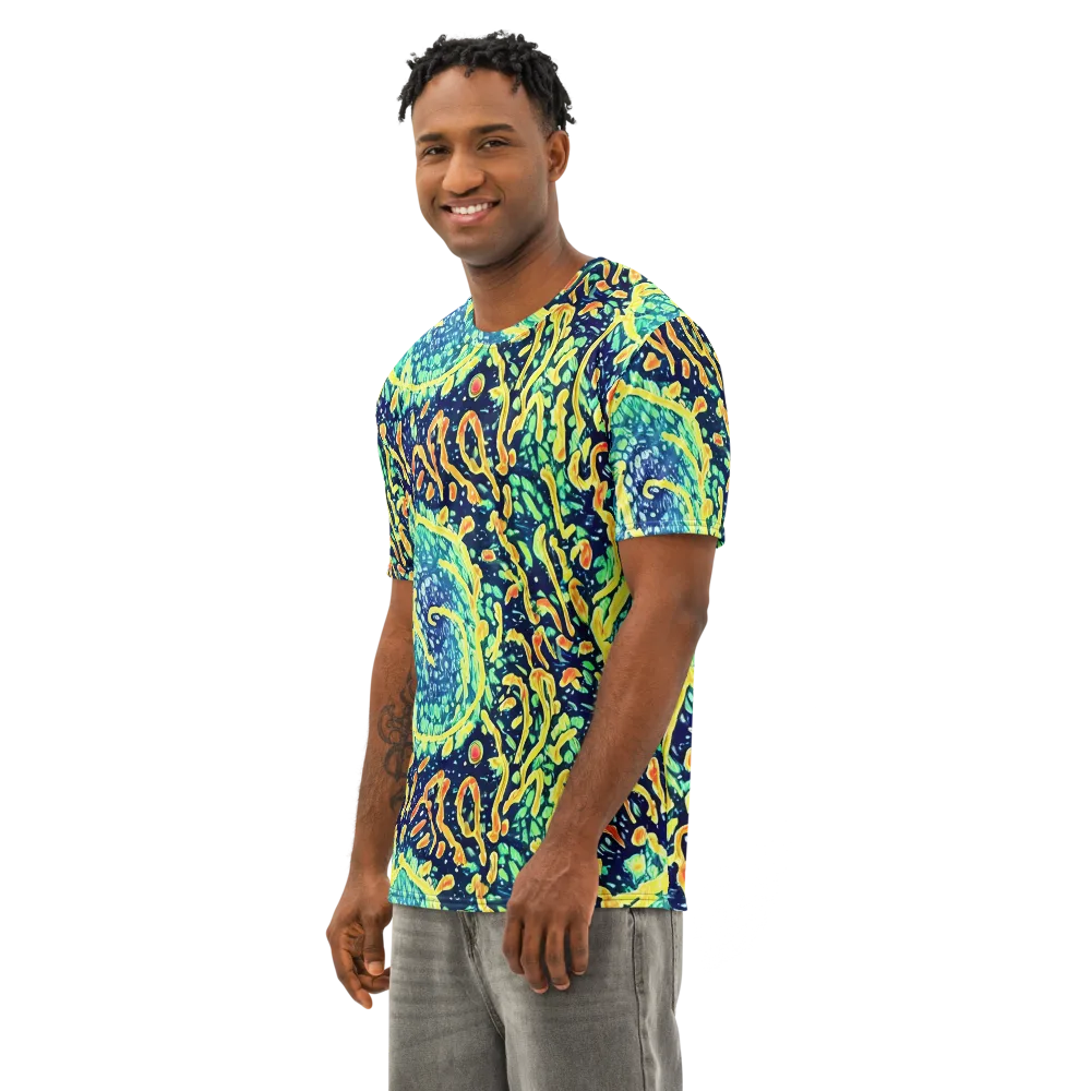 Vortex Glow on Men's Cotton Crew Neck T-Shirt — Left Front