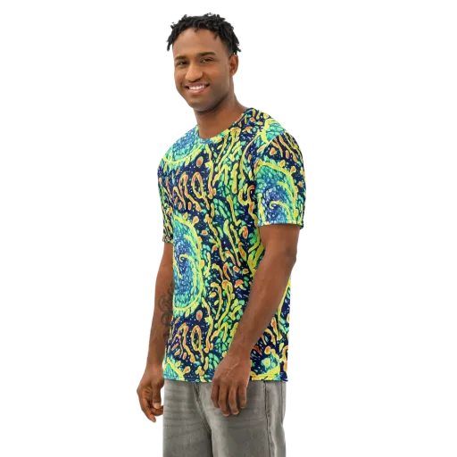 Vortex Glow on a Men's Cotton Crew Neck T-Shirt