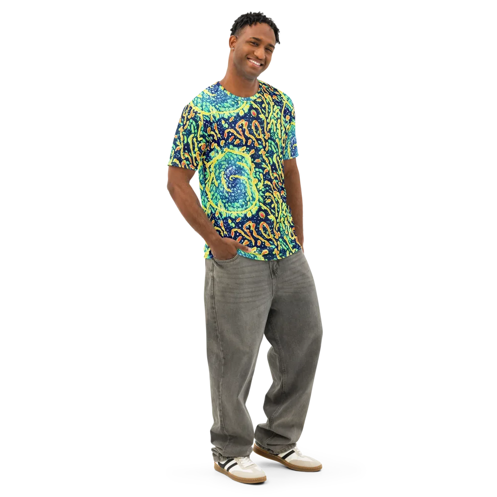 Vortex Glow on Men's Cotton Crew Neck T-Shirt — Right Front