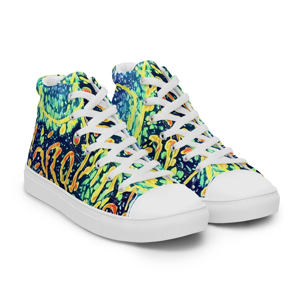 Vortex Glow on Men's High Top Canvas Shoes — Right Front