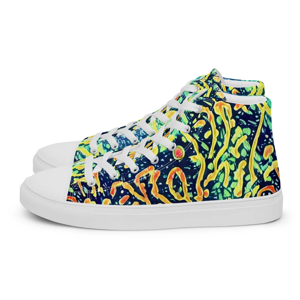 Vortex Glow on Men's High Top Canvas Shoes — Left