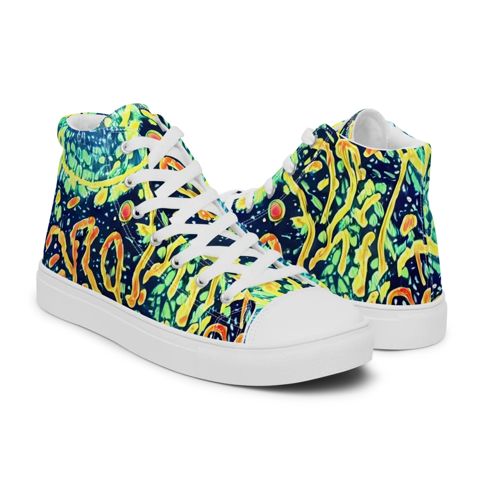 Vortex Glow on Men's High Top Canvas Shoes — Right