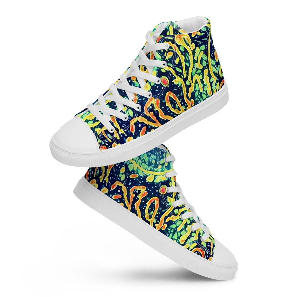 Vortex Glow on Men's High Top Canvas Shoes — Front