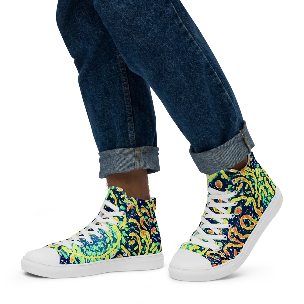Vortex Glow on Men's High Top Canvas Shoes — Left