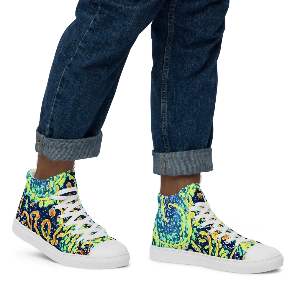 Vortex Glow on Men's High Top Canvas Shoes — Right
