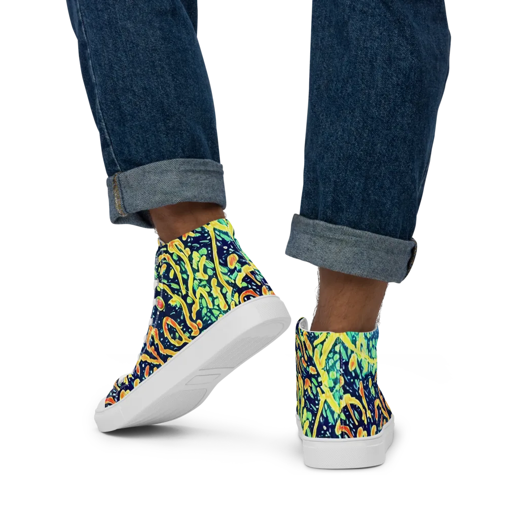 Vortex Glow on Men's High Top Canvas Shoes — Back