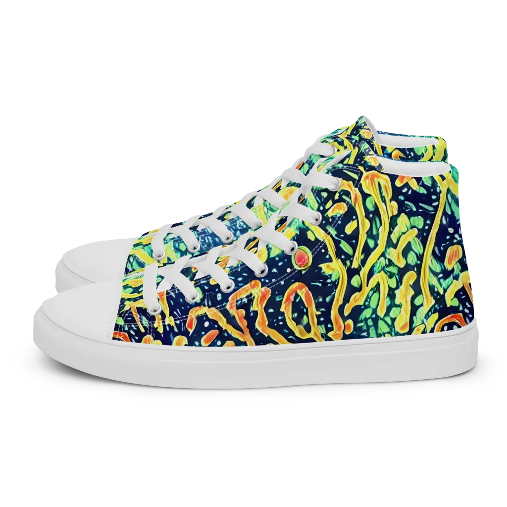 Vortex Glow on Women's High Top Canvas Shoes — Left